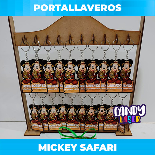 Mickey Safari Souvenir Llaveros X20 + Po. Llavero + Central