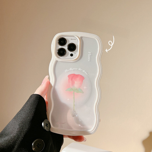 Para iPhone 11/16 Pro Max Capa Rosa Artístico Silicone Macia
