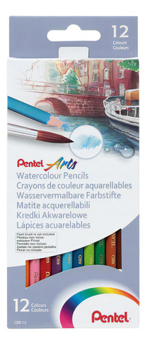 Lápices De Color Acuarelables Pentel Cb9-12-est 12 Piezas