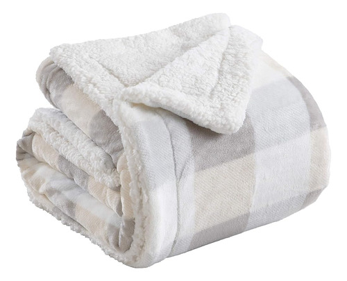 Great Bay Home Sherpa Fleece Y Velvet Plush Twin Throw Blank