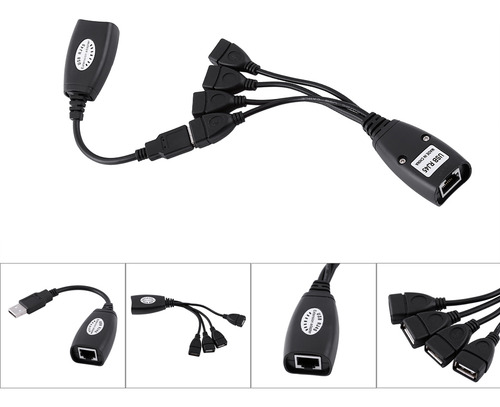 Extensión Ethernet 2.0 Hub Hub De 4 Puertos Usb A Rj45