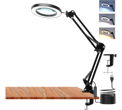Lámpara Led De Escritorio Con Lupa De 10x Con Brazo Pedestal