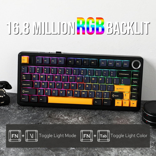 Aula F75 Teclado Mecánico Para Juegos 3 Modos Con Botón Rgb
