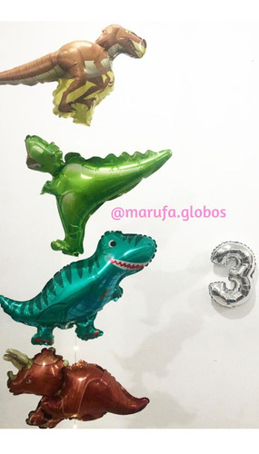 Globo 4 Dinos 40cm + 1 Número 40 Cm