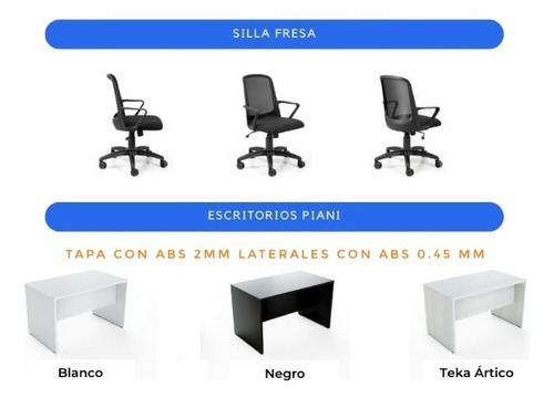 Imagen 3 de 4 de Escritorio 100x60 + Sillón Fresa Combo Oficina Promo Hogar