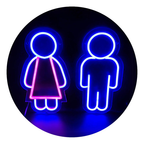 Placa Led Neon Banheiro Masculino E Feminino Decoração 