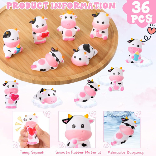 Jenaai 24 Piezas Lindas Vacas De Goma Vaca Flotante Con Chir