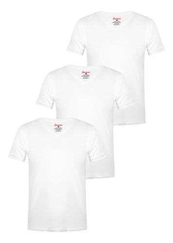 Combo X3 Camisetas Niño Cuello V Manga Corta Blanca