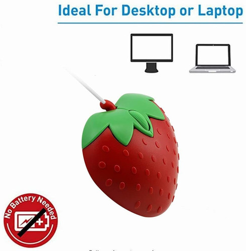 Mouse 3c Light, Rojo/diseno De Frutilla/3 Botones