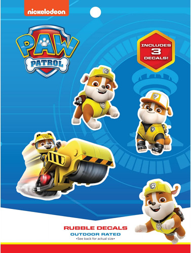 Paw Patrol Rubble Calcomanías ' Juego De 3 Pegatinas De Esco