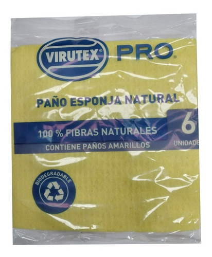 Paño Virutex Pro Esponja Color Amarillo Pack 6 Unidades