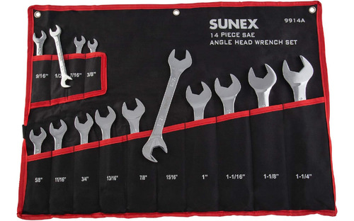 Sunex 9914a - Juego De Llaves Sae De Cabeza Angular, 14 Piez