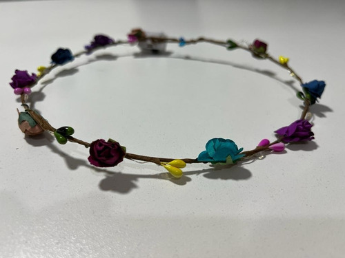 Vincha Flores Hippie Led Tiara Corona Hawaiana Cot Luminoso Color Multicolor