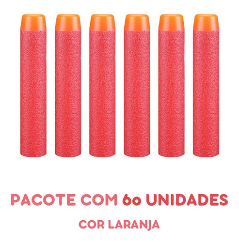 60 Dardos Macio Brinquedo Espuma Refil Pistola Nerf Munição