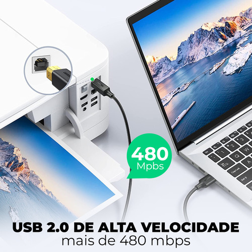 Cabo Impressora Usb 2.0 Tipo A Para Tipo B 1m Ugreen