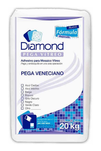 Pega Azulejo Para Mosaico Veneciano Blanco Diamond 20 Kg 