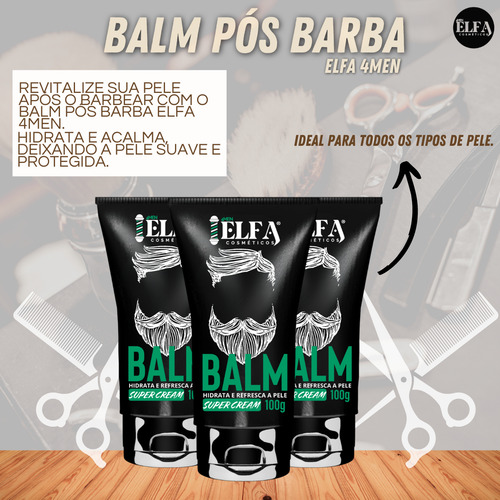 Combo 3 Shaving + 3 Balm Para Barba - Elfa For Man - Atacado