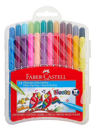 Marcadores Finos De Colores Faber-castell Estuche Rigido X24