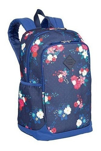 Mochila Floral Sestini Magic 075517-65 Cor Azul-escuro Desenho do tecido Flores