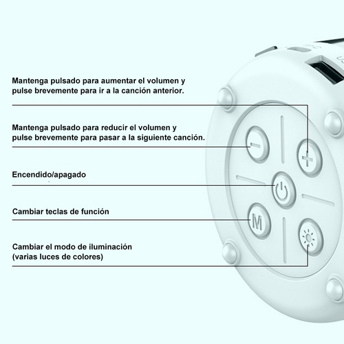 Bocina Bluetooth Portátil Altavoz Inalámbrico Con Luces Led Color Blanco