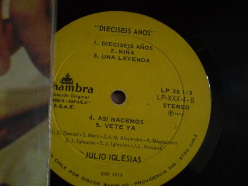 Vinilo De Julio Iglesia Dieciseis Años (u872