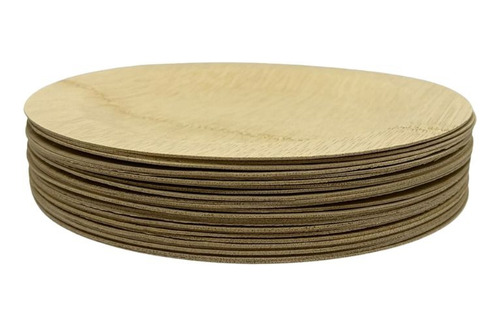 Platos Redondos De Bambu 25 Unidades Biodegradable