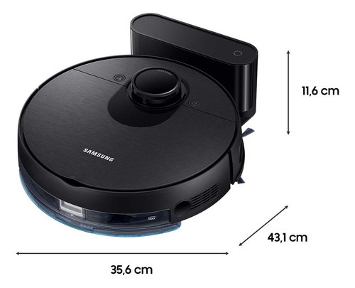 Robô aspirador de pó Samsung Vr3m Black limpeza 2 em 1 e controle via aplicativo