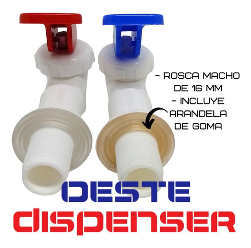 Imagen 2 de 8 de Juego De Canillas Blancas Para Dispenser Rosca Macho 16 Mm