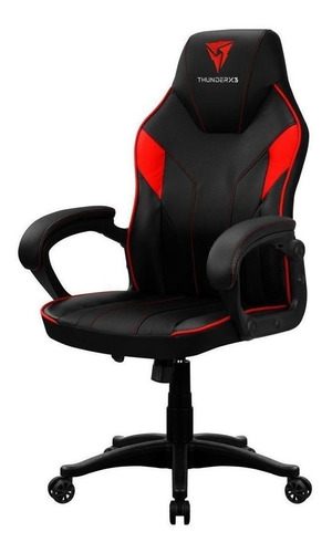 Silla de escritorio ThunderX3 EC1 gamer ergonómica negra y roja con tapizado de cuero sintético