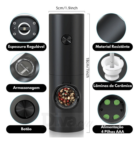 Kit 2 Moedor Sal E Pimenta Elétrico Profissional Automático