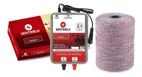 Kit Cerca Elétrica Rural Eletrificador Cr 30km + Cabo 500m