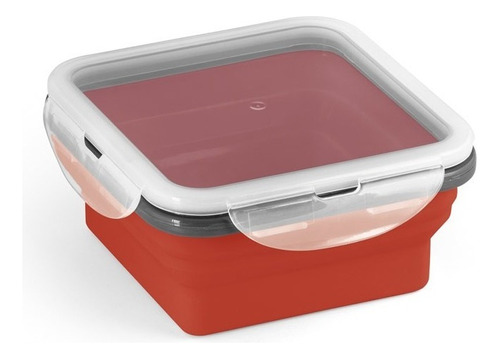 Marmita Retrátil Dobrável Silicone 580ml Freezer Micro-ondas Cor Vermelho