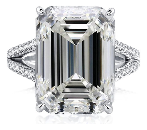 80ct Emerald Cut Engagement Ring For Womenwhite Gold Plated