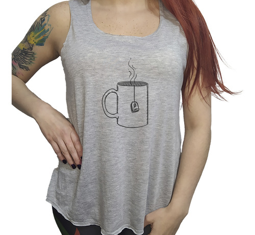 Musculosa Dama Te Taza Cilindrica Saquito Te Negro Humo