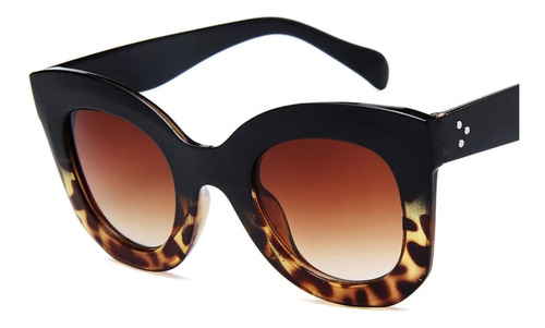 Gafas De Sol Estilo Ojo De Gato Black/leopard,lentes Uv400