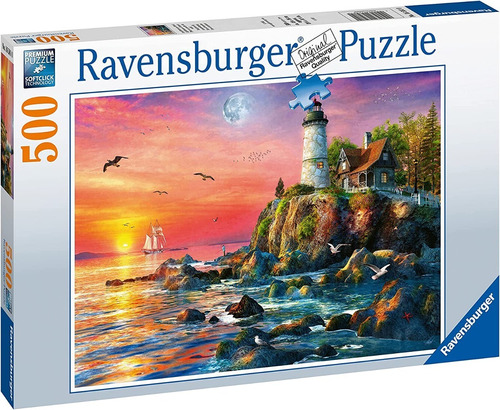 Rompecabezas Faro Al Atardecer 500 Pz Ravensburger Cabaña