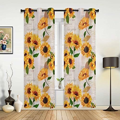 Sunflower Semi Sheer Curtain Window Tratamiento De Jxq18