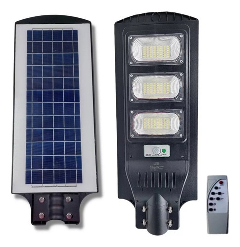 Refletor Led P/ Poste Energia Solar Iluminação Pública 150w Cor da carcaça Lumária Led Poste Solar Preto Cor da luz Branco-frio Energia Solar Bateria Interna