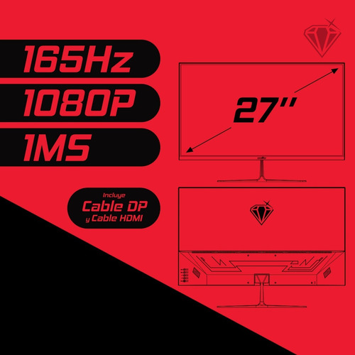 Imagen 7 de 7 de Monitor Gamer Level Up 27 Full Hd 165hz 1ms Freesync Hdmi Dp