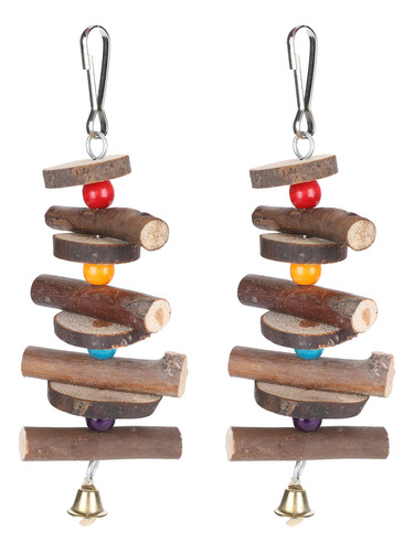 Juguete Colgante De Madera Para Morder Bird Bite Blocks, 2 P