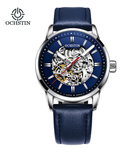 Ochstin Reloj Mecánico Esqueleto De Cuero Para Hombre