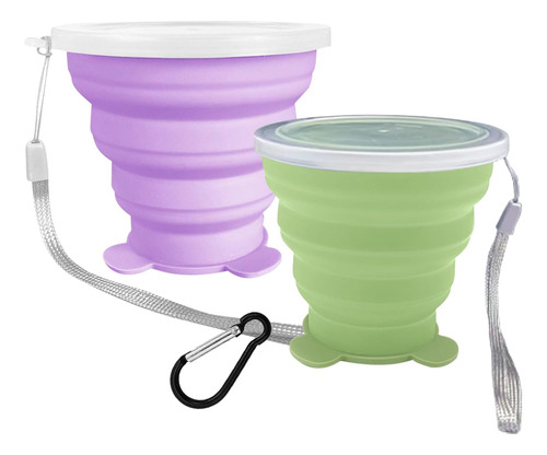Vasos Plegables De Silicona Con Tapas Para Viaje