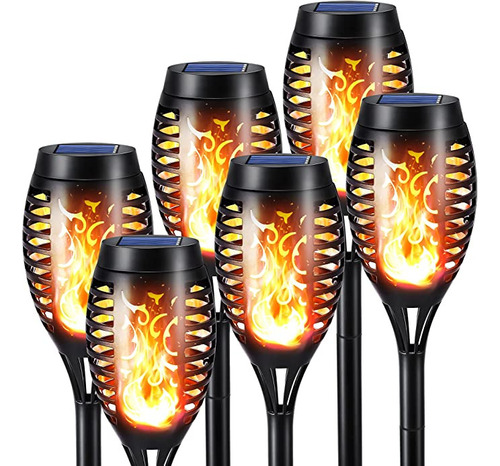 T Lámpara Jardín De Luz Solar Antorcha Impermeable 6pcs/set