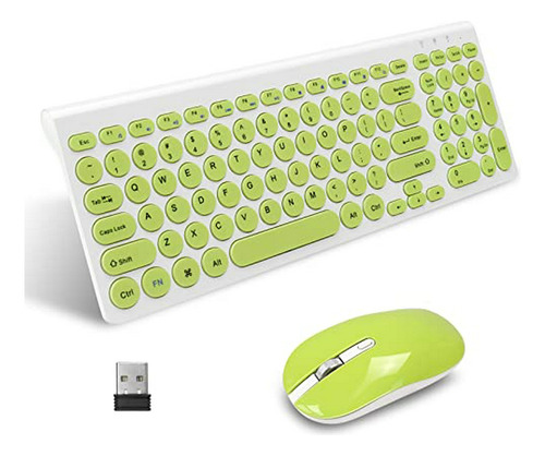 Combo Teclado Y Ratón Inalámbricos Leadsail Verde