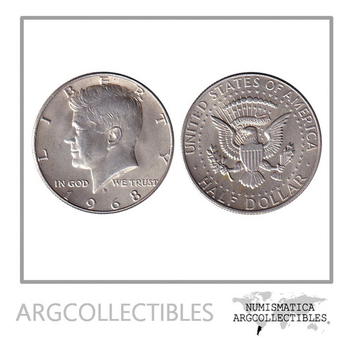 Usa Moneda 1/2 Dolar 1968 D Plata 400 Kennedy Km-202 Au