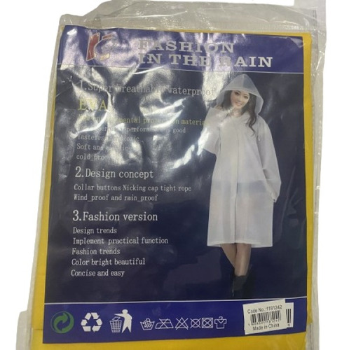 Para Lluvia Impermeable C/capuchon Talla L