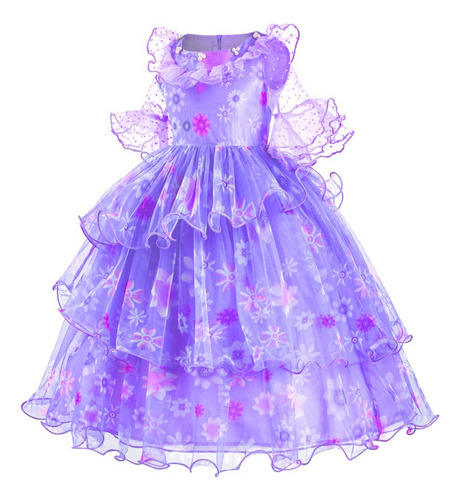Fantasia Infantil Isabela Voil Madrigal Vestido Com Bolsa