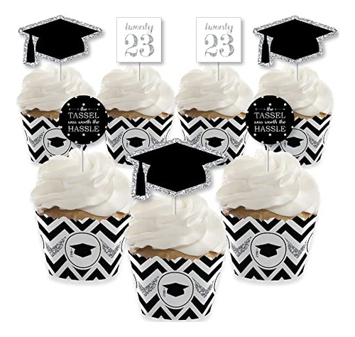 Decoración Cupcakes Graduación Plata 2023 - Set 24