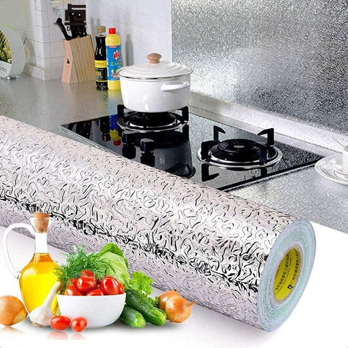 Papel Aluminio Papel Mural Cocina Autoadhesivo 10mx60cm