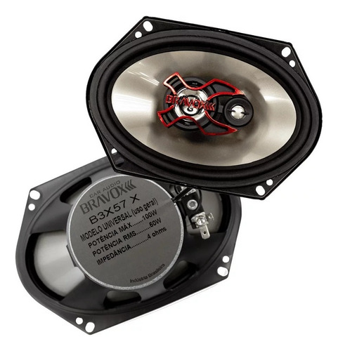 Kit 4 Alto Falante 200w B3x50x + B3x57x Triaxial Bravox Som Cor Preto